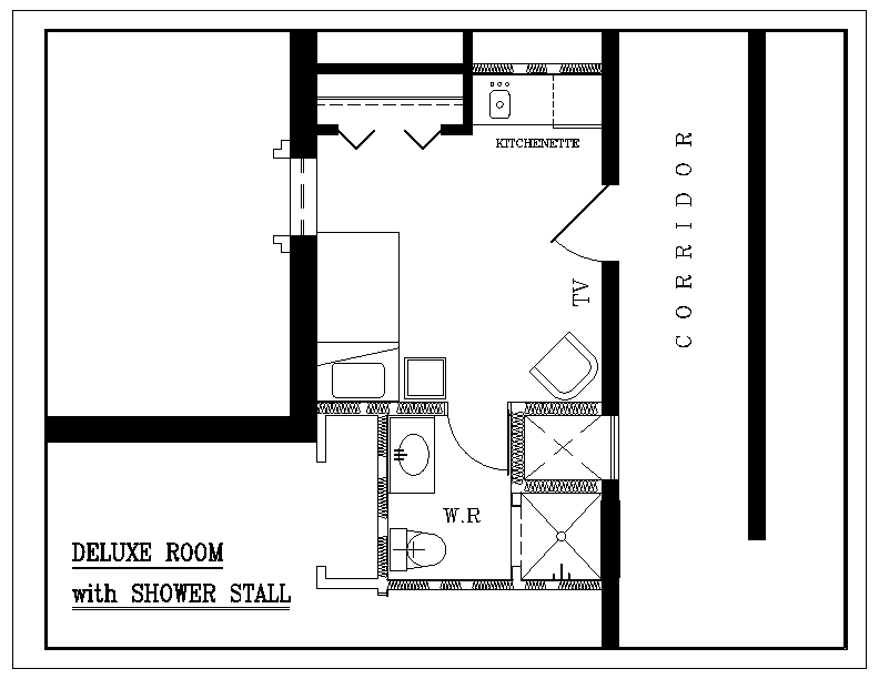 Floor plan: Deluxe room with shower