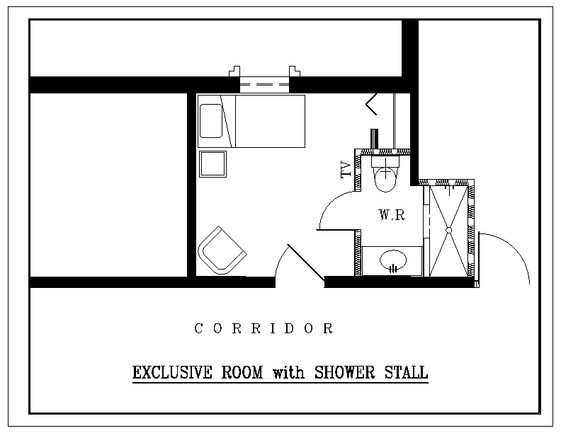 Floor plan: Private room with shower