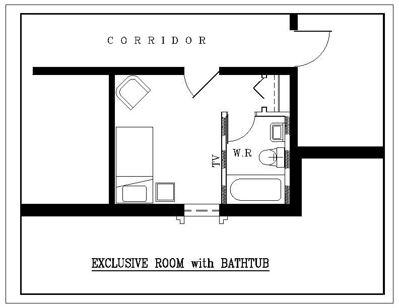 Floor plan: Private suite with tub