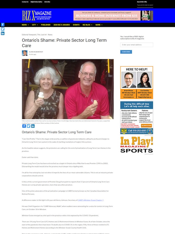 Ontario's Shame: Private Sector Long-Term Care