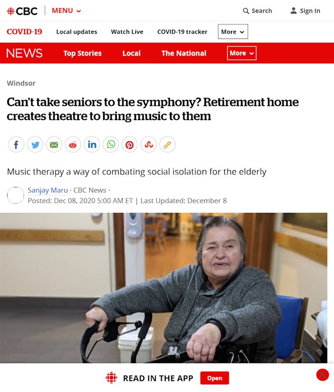 CBC News - Retirement home creates theatre to bring music to seniors